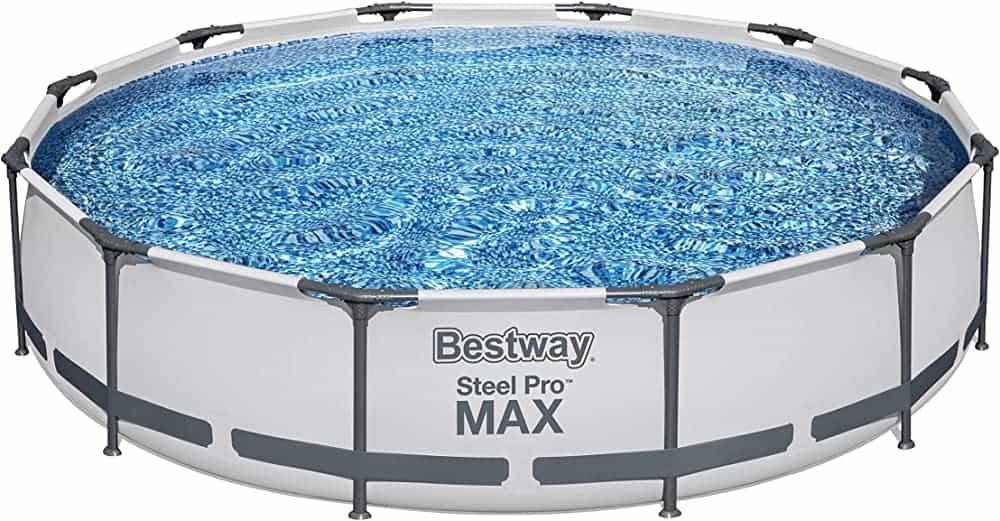 Steel Pro MAX 12 Foot x 30 Inch Round Metal Frame Above Ground Outdoor Backyard Swimming Pool Set with 330 GPH Filter Pump