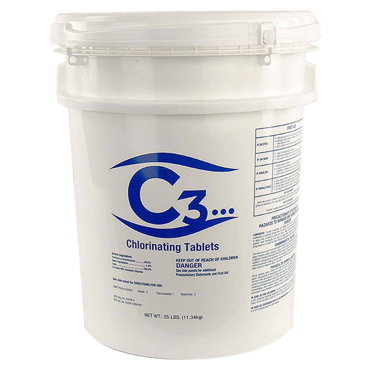 C3 1  Stabilized Trichloro Chlorine Tablets for Swimming Pools   25lbs