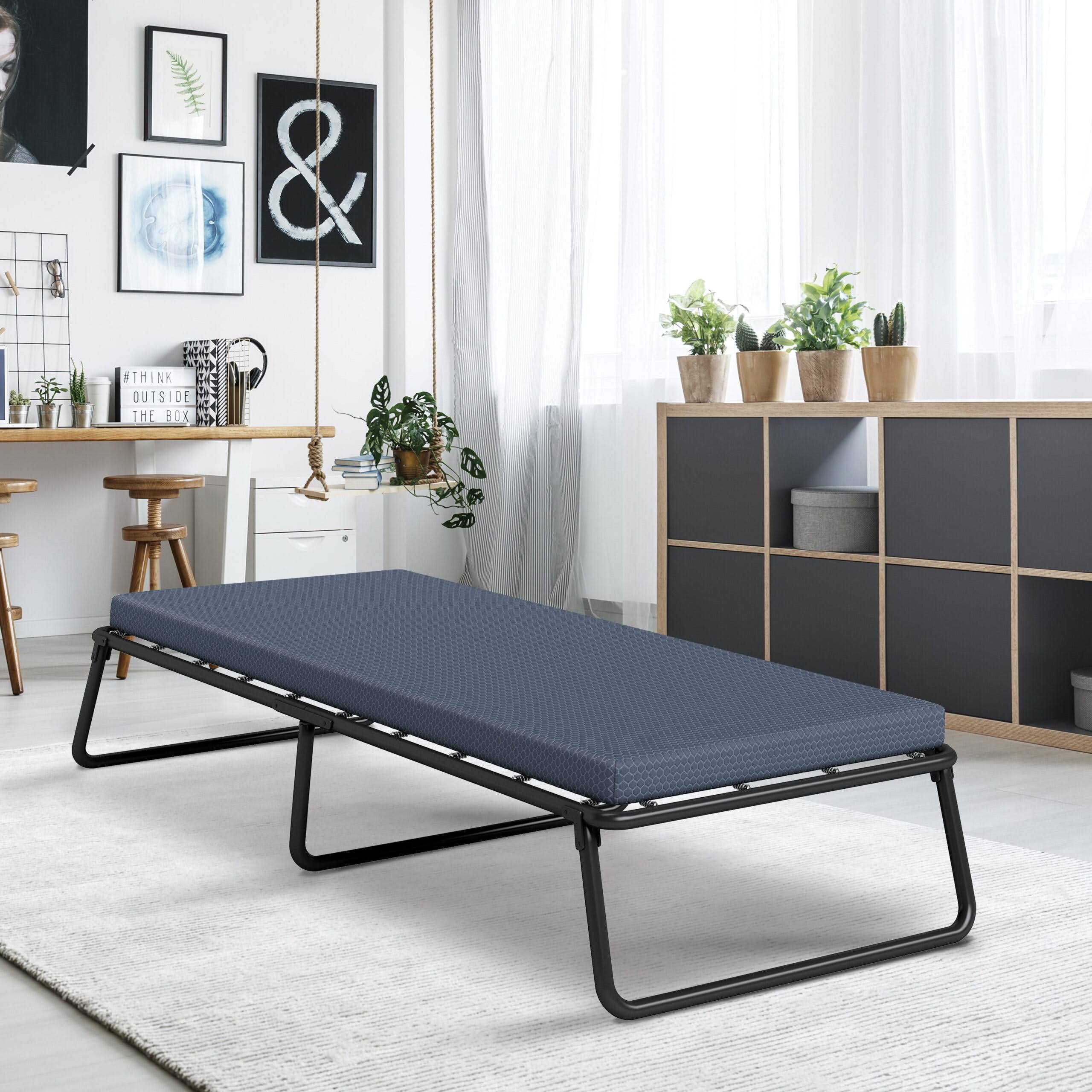 Henredon Folding Foldaway Guest Bed with Cooling Gel Lux Foam Mattress, Twin