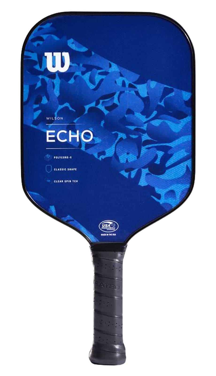Wilson Echo Camo Pickleball Paddle, Fiberglass Composite Classic Shape   Blue