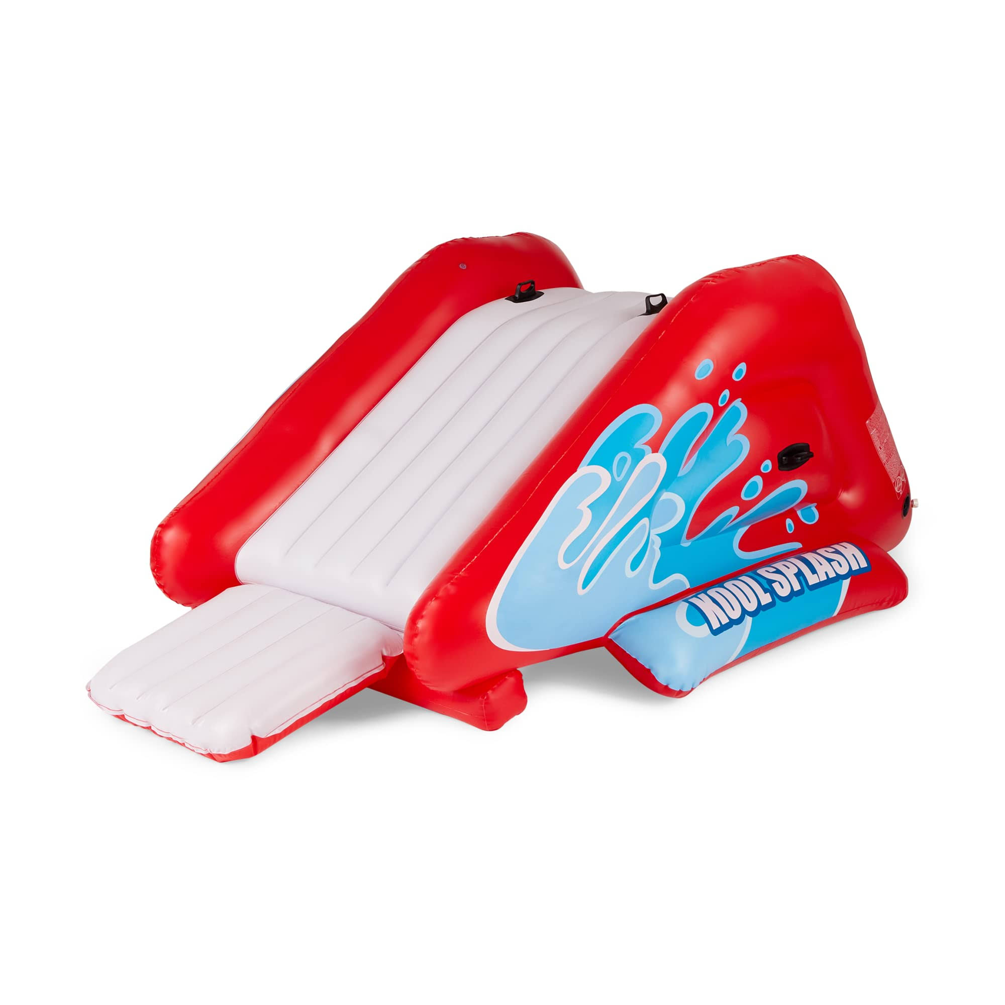 Kool Splash Inflatable Water Slide Play Center for Outdoor Swimming Pool and Backyard with Built in Sprayer, Handles, and Stairs, Red