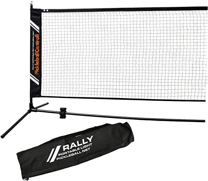 Rally Portable Light Pickleball Net   20 Foot Lightweight Portable Pickleball Net and Frame   Regulation Height   Easy Set-up and Take Down (Enhanced Strength Steel Tube Frame + Net + Carry Bag)