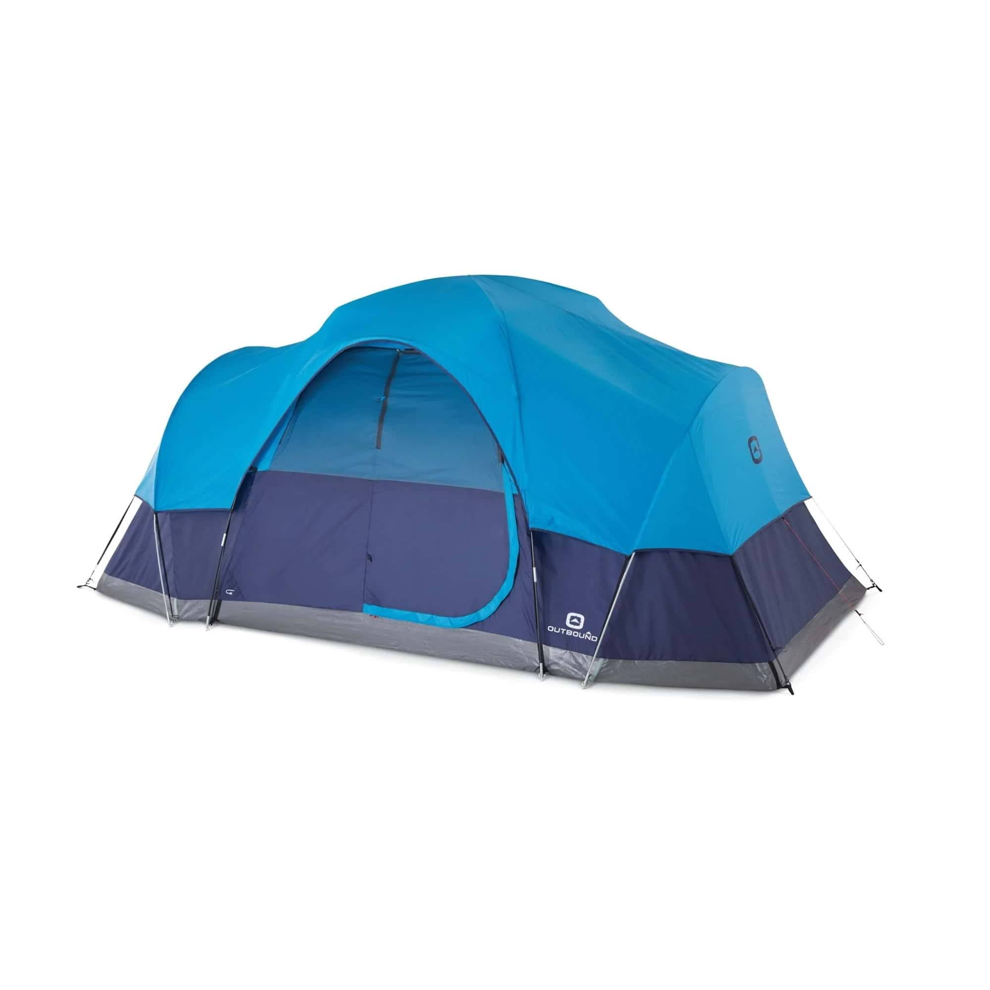 Outbound 8 Person 3 Season Easy Up Dome Tent with Mesh Wall and Rainfly, Blue/Navy