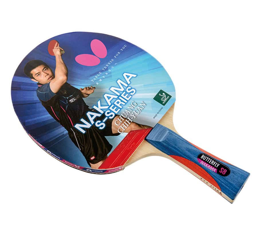 Nakama S8 Table Tennis Racket-All Wood Blade-Flextra 1.9 Rubbers