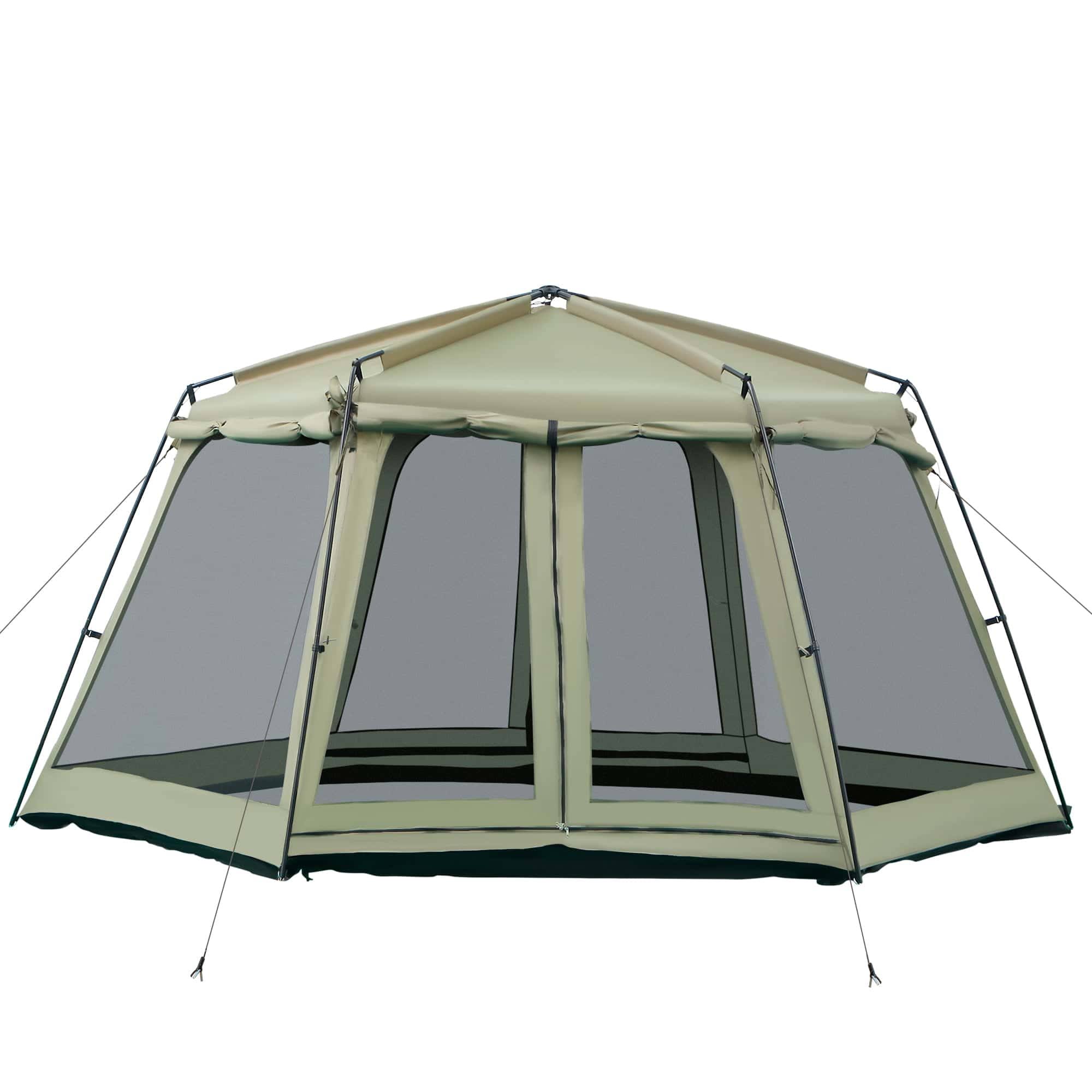 8-10 Person Screen House Room Instant Camping Canopy, Army Green