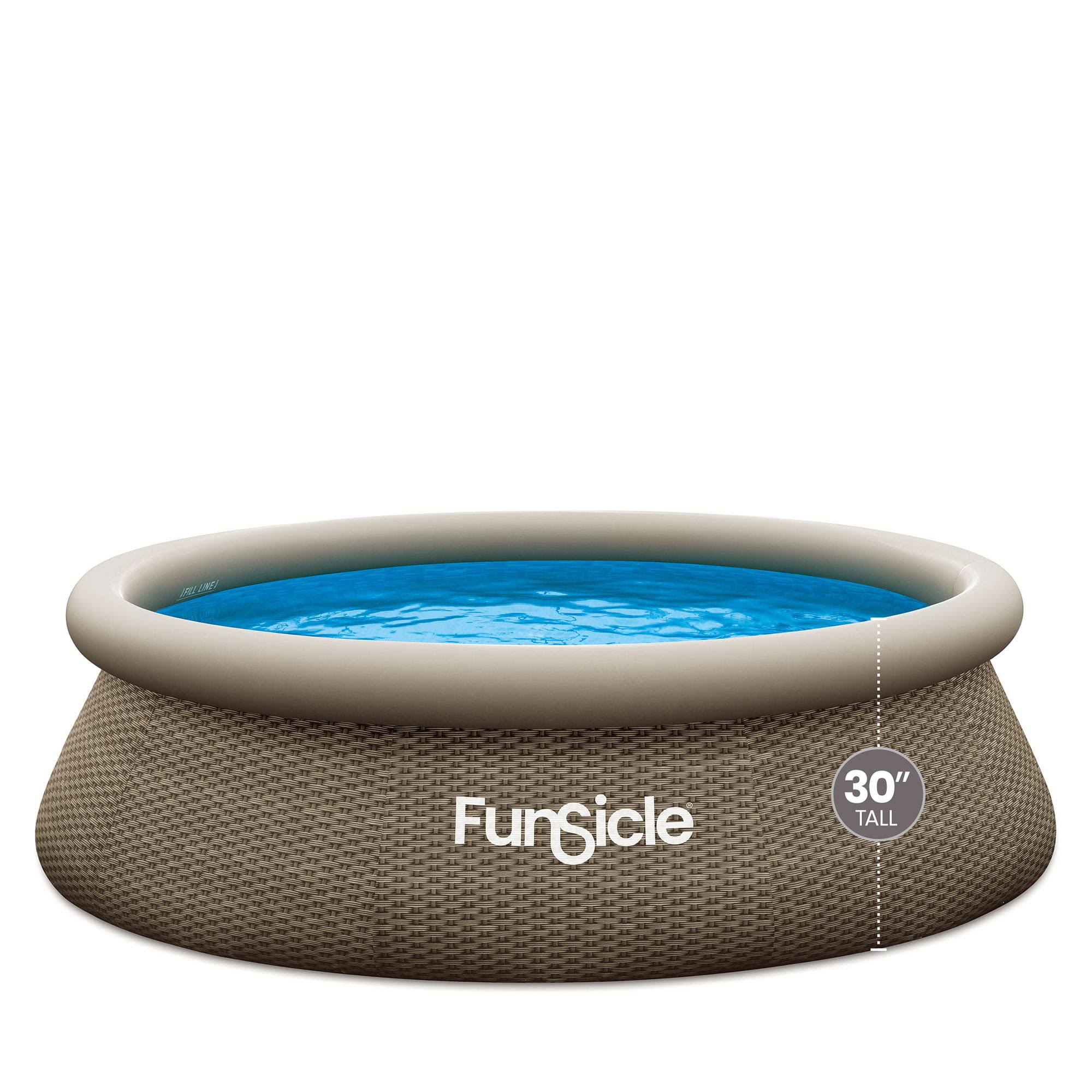 Funsicle 10ft x 30in Round QuickSet Designer Above Ground Pool, Dark Triple Basketweave with Cartridge Filter Pump, Age 6   up