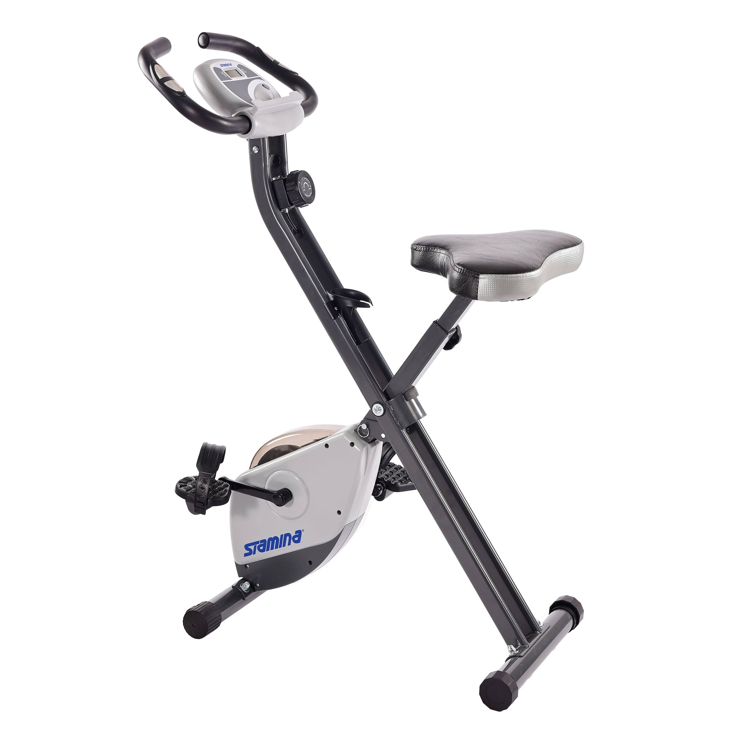 Stamina Cardio Exercise Bike with Heart Rate Sensors and Extra Wide Padded Seat, Folding Design for Storage   Exercise Bike