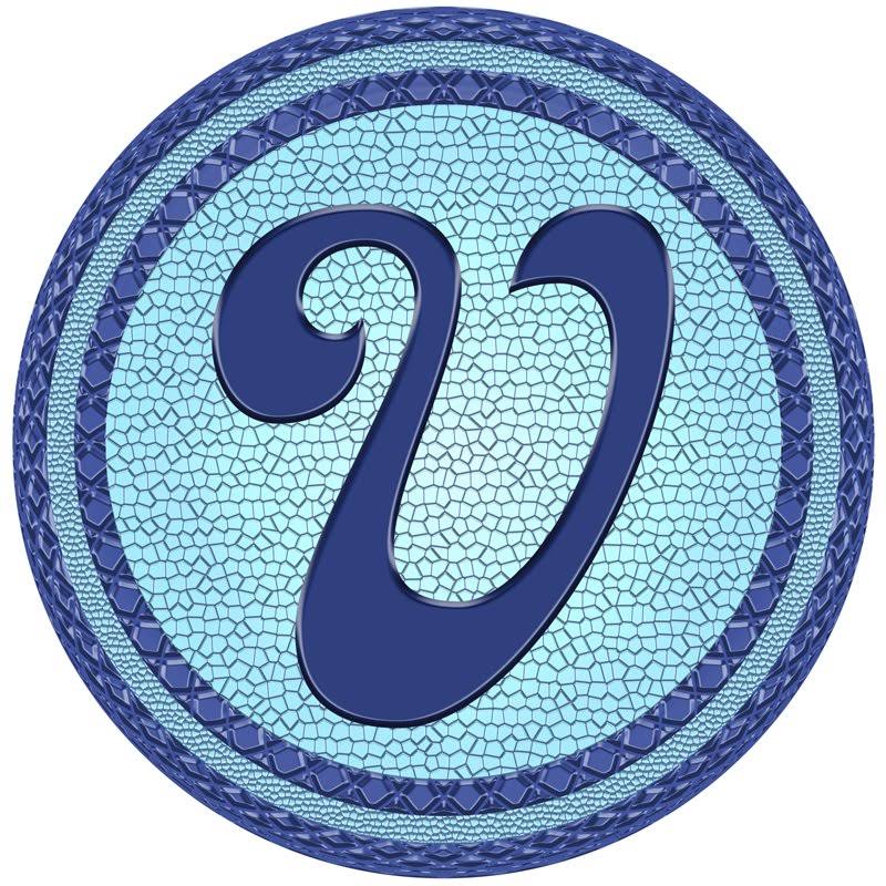 Slick Woody s 5  Monogram Tilted Letter V Vinyl Underwater Pool Tattoo in Blue