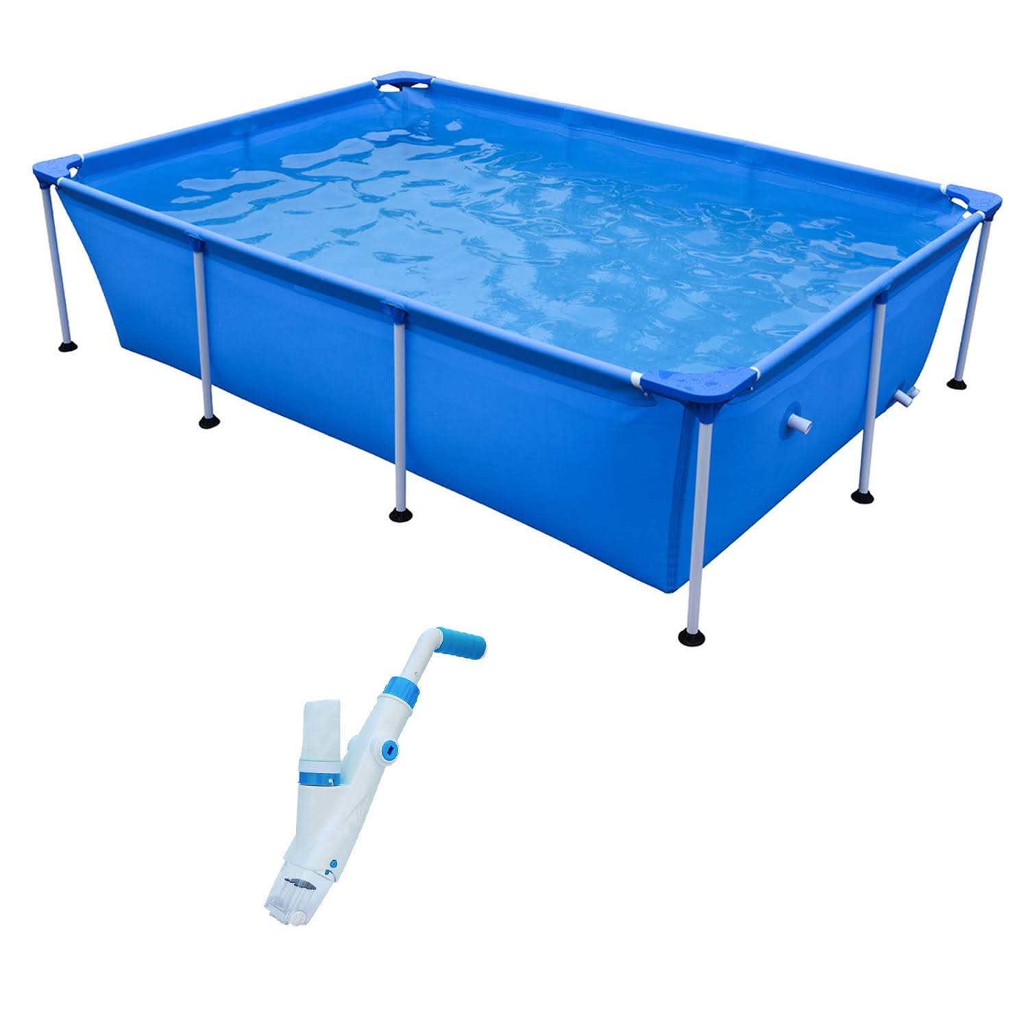 JLeisure 8.5 x 6 Ft Above Ground Swimming Pool Bundle w/ Handheld Vacuum