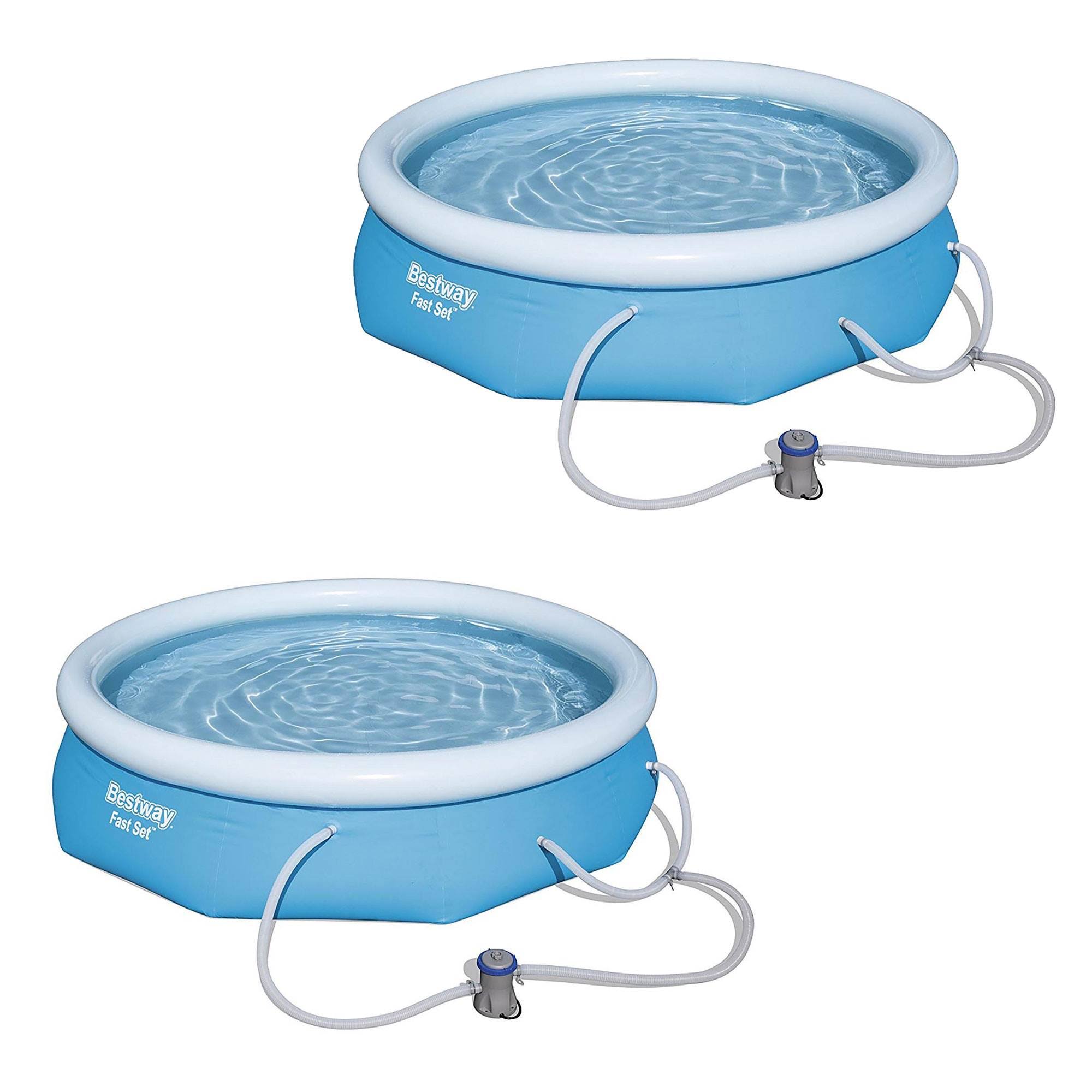 10ft x 30in Fast Inflatable Above Ground Swimming Pool   Pump (2 Pack)