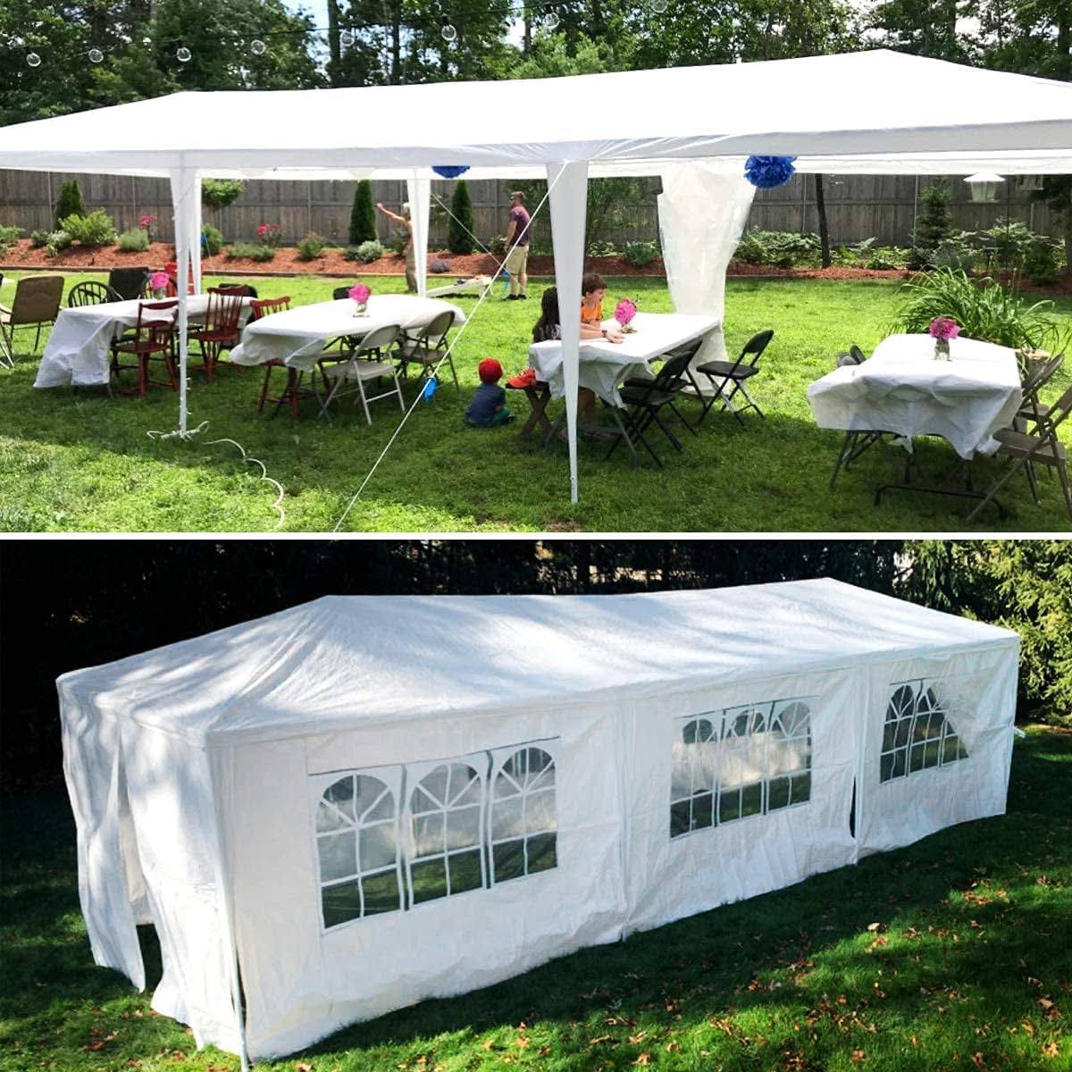 SUGIFT 10 x30  Wedding Party Tent Outdoor Canopy Tent with 8 Side Walls White