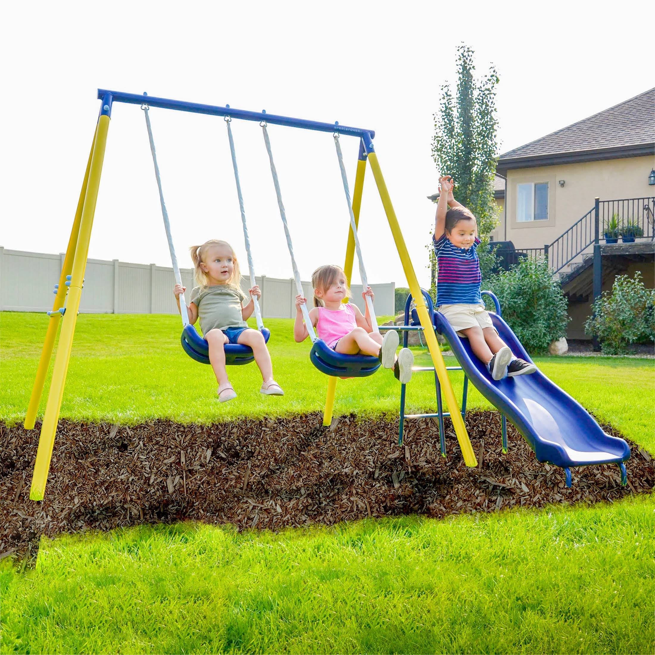 Sportspower Power Play Time Metal Swing Set with 2 Swings