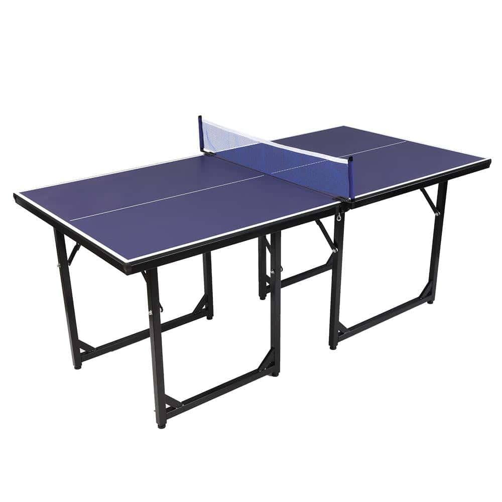 SalonMore Table Tennis Table for Small Spaces, Portable Table with Ping Pong Net, for Indoor and Outdoor Games