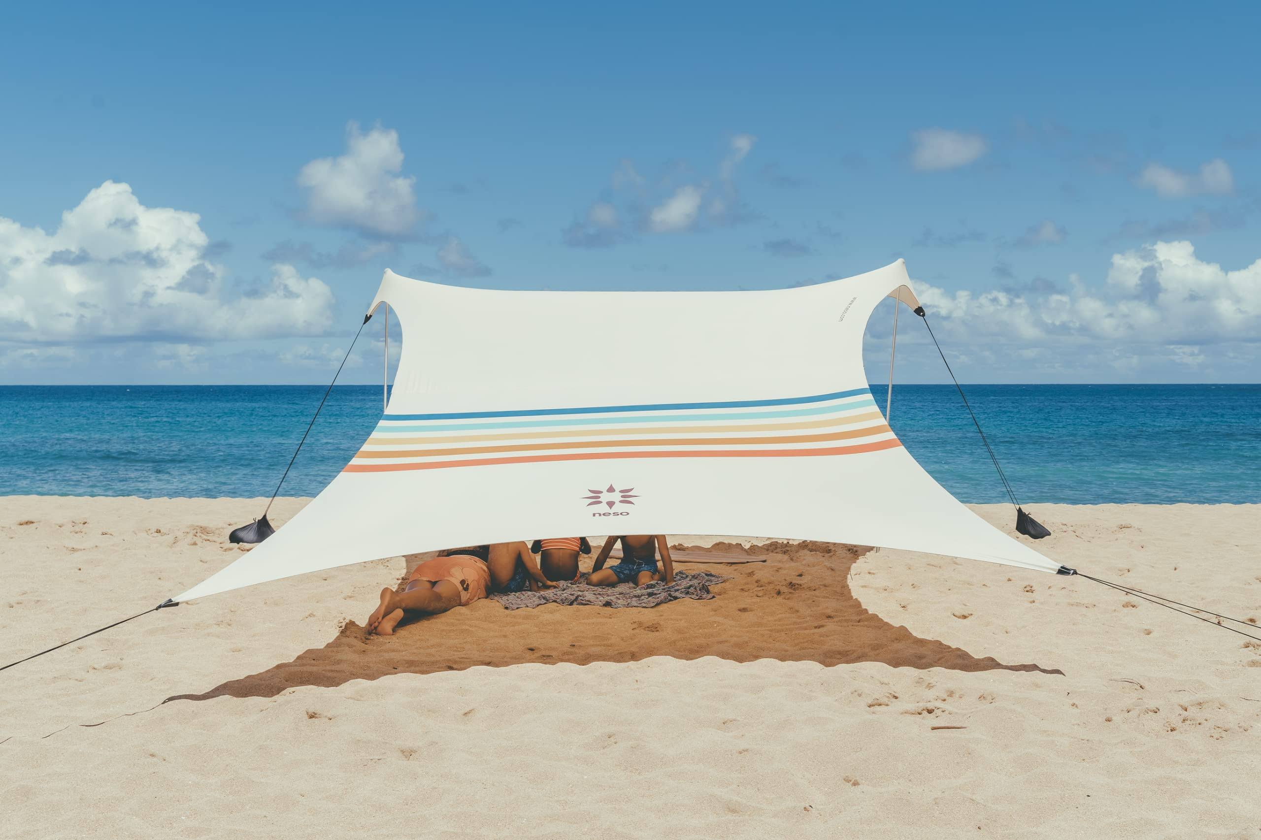 Neso Tents Grande Beach Tent, 7ft Tall, 9 x 9ft, Reinforced Corners and Cooler Pocket, Rainbow