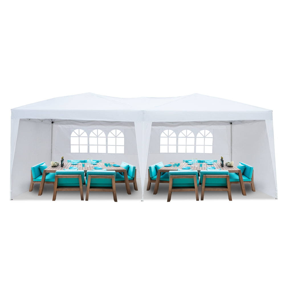 UBesGoo Easy Pop Up Canopy Party Tent, 10 x 20-Feet, White with 4 Removable Sidewalls