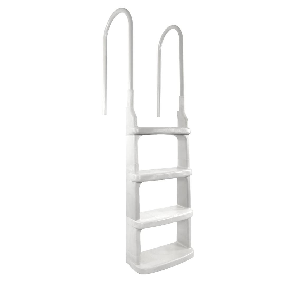 Main Access Easy Incline White Pool Deck Ladder for 48 to 54 Inch Above Ground Pools