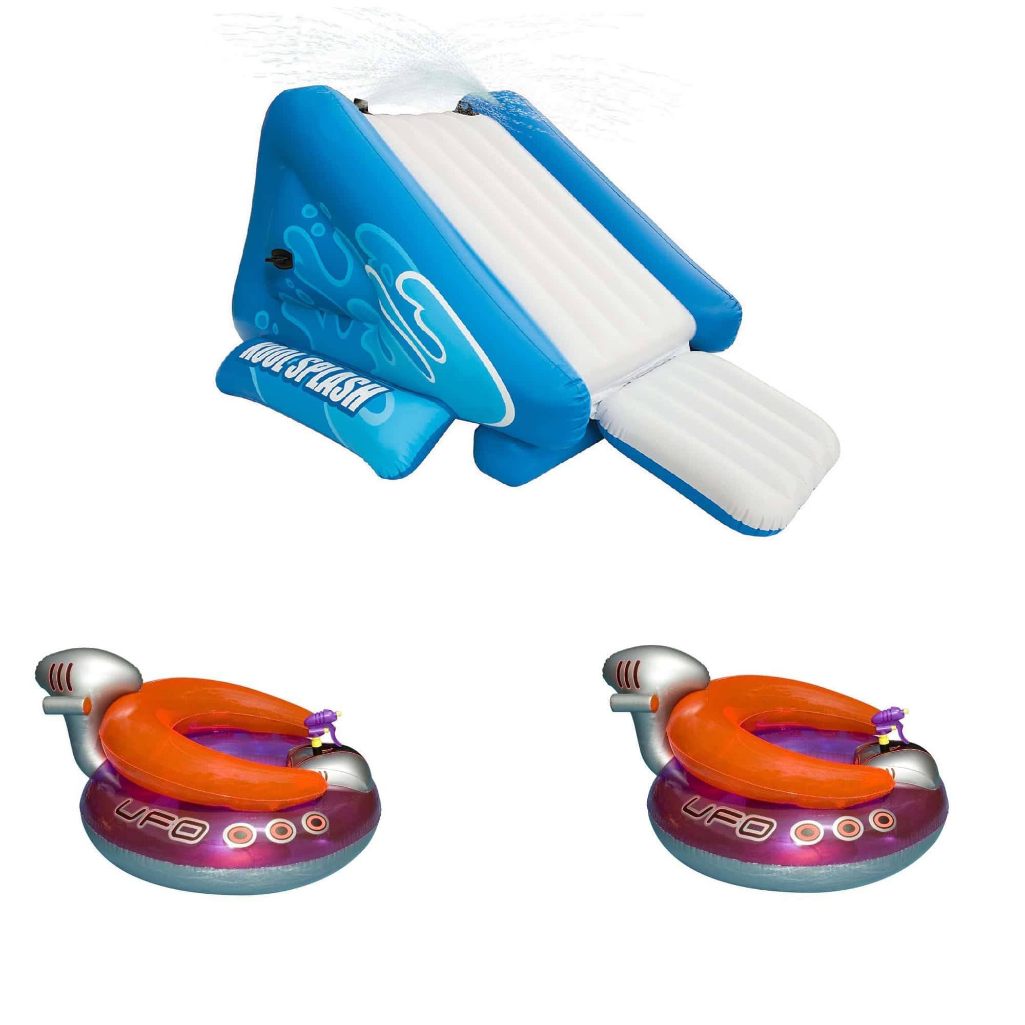 Kool Splash Inflatable Pool Water Slide   2 Swimline Inflatable UFO Chair