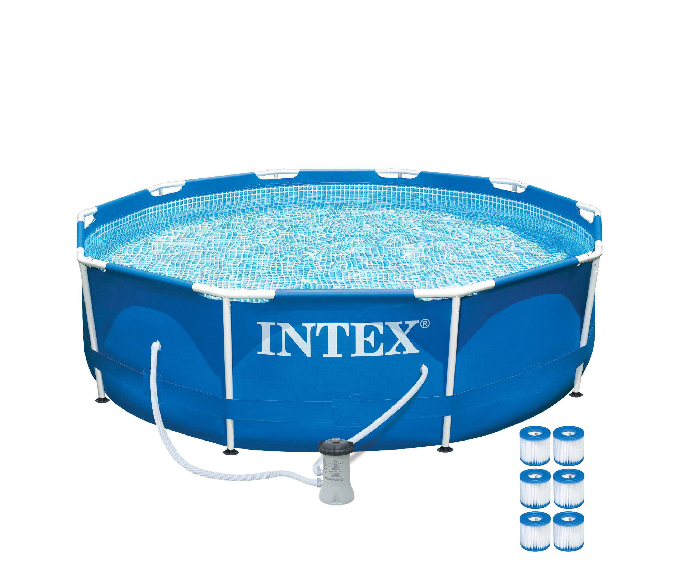10ft x 30in Metal Frame Above Ground Pool Set   6 Type H Filter Cartridges