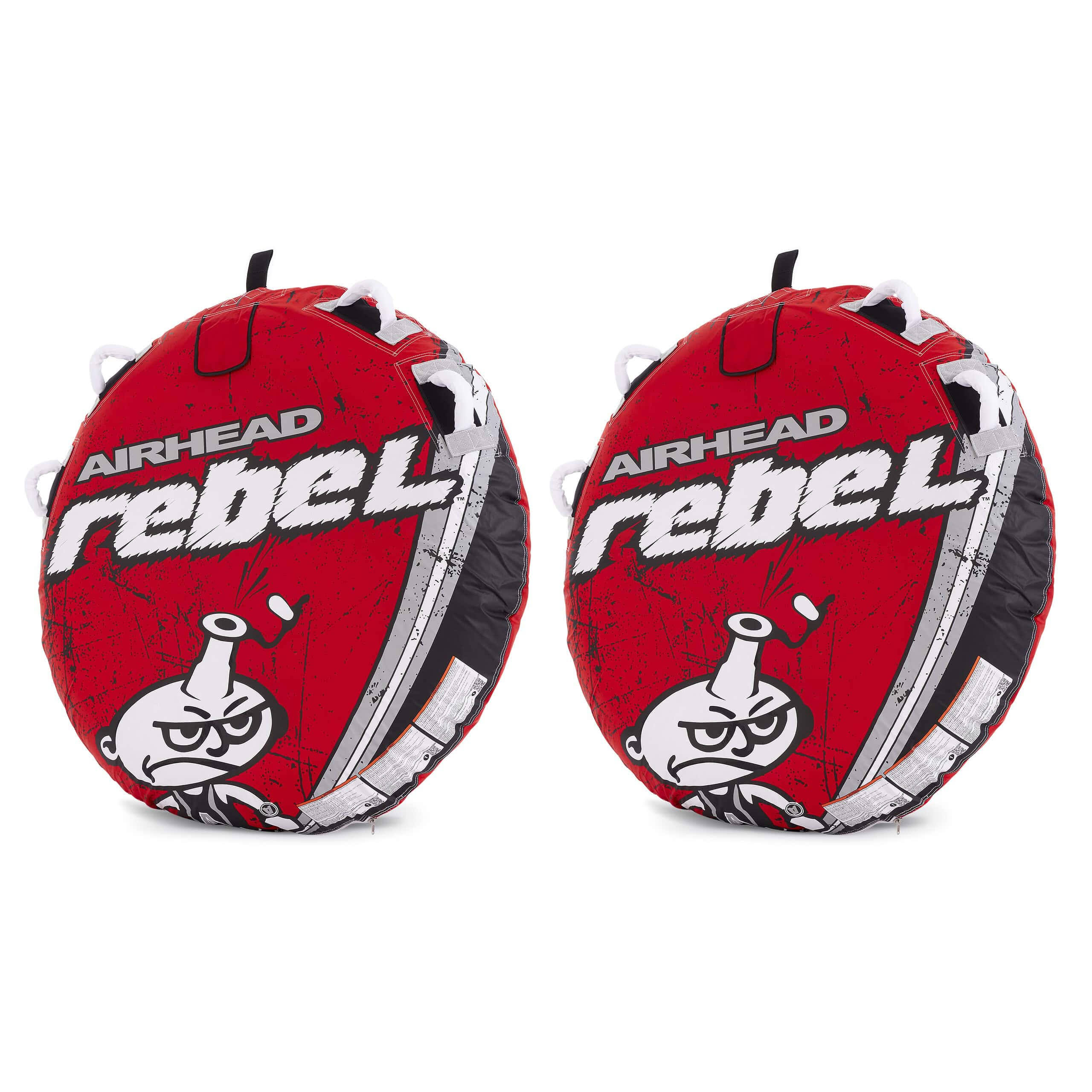 Rebel 54In 1 Person Red Towable Tube Kit w/ Rope and 12V Pump (2 Pack)
