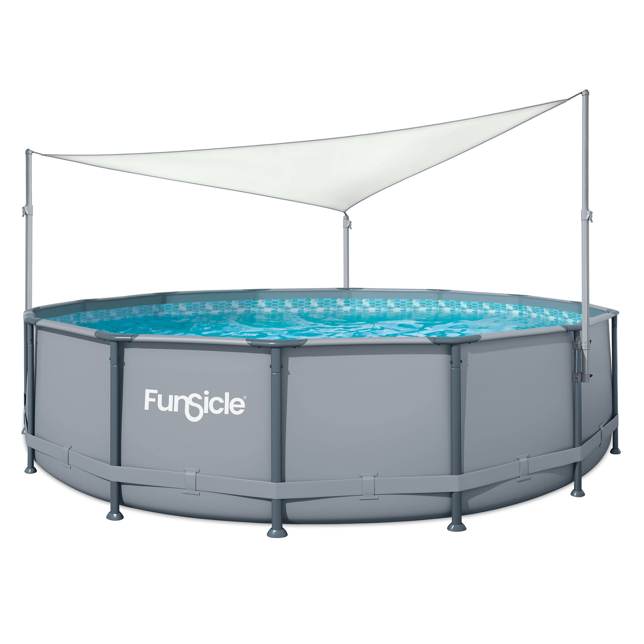 Funsicle Above Ground Swimming Pool Canopy, Sun Shade, White, Triangular, Adults, Unisex