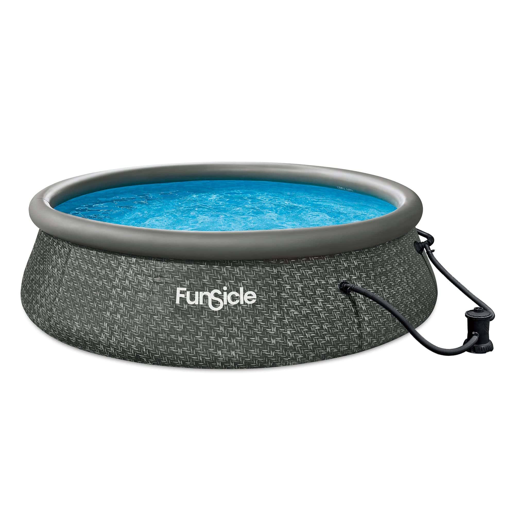 Funsicle 12 Foot by 36 Inch Quickset Round Inflatable Ring Top Outdoor Above Ground Swimming Pool Set