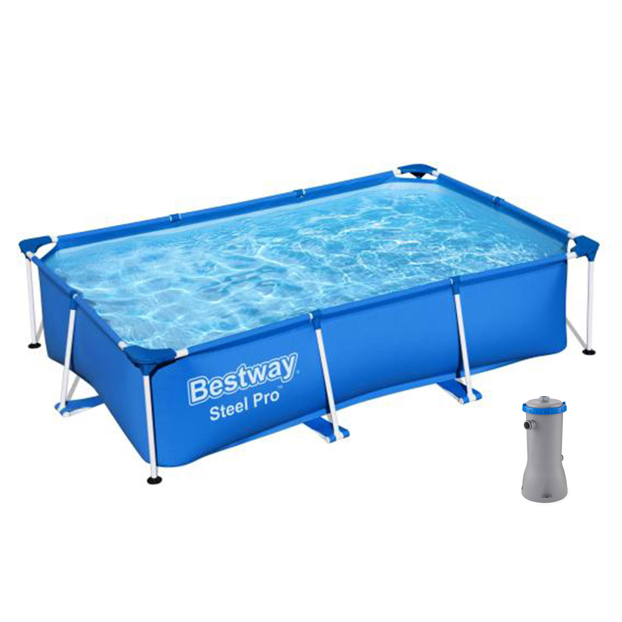 8.5t x 5.5ft x 24in Rectangular Above Ground Pool Frame with Filter Pump