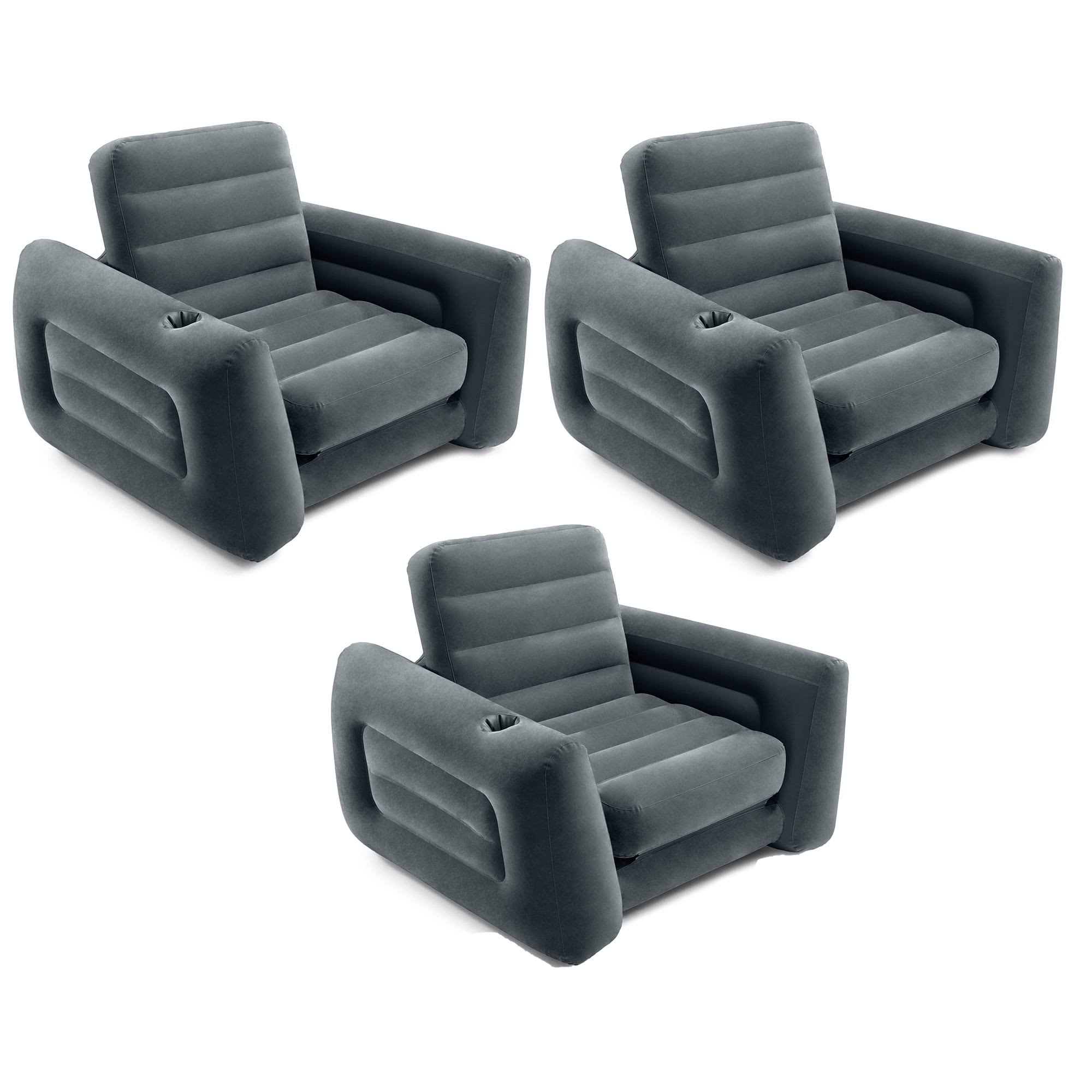 Inflatable Pull Out Sofa Chair Sleeper w/ Twin Sized Air Mattress (3 Pack)