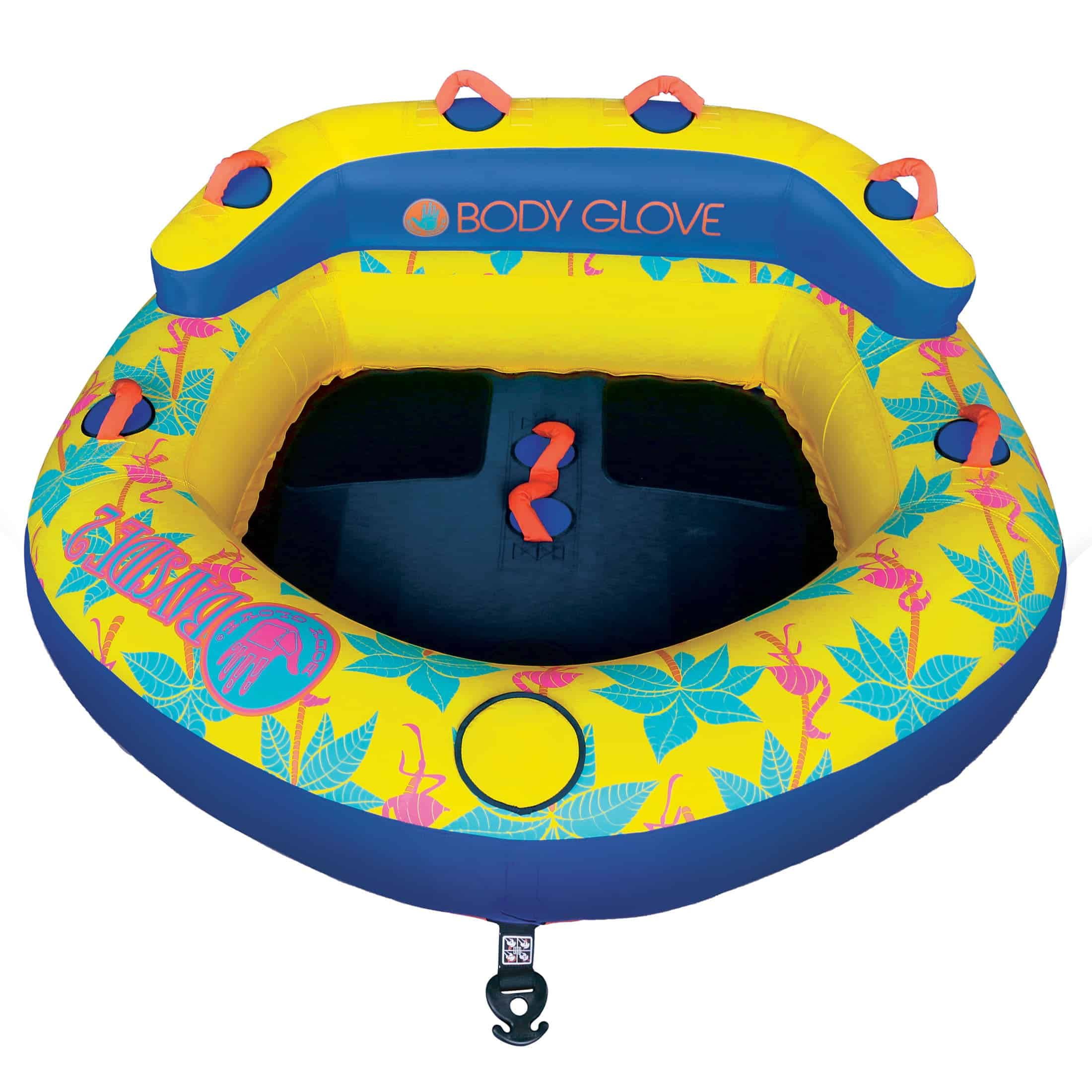 Body Glove Bayside 2 Person Yellow Water Skiing Inflatable Towable Tube