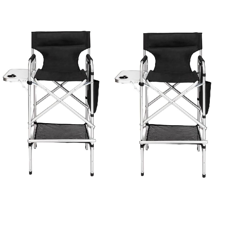 Omysalon 2 PCS 31  Tall Upgraded Director Makeup Artist Chair, Aluminum Frame Supports 300 lbs, Folding Portable,33.8  L x 19.2  W x 45.6  H