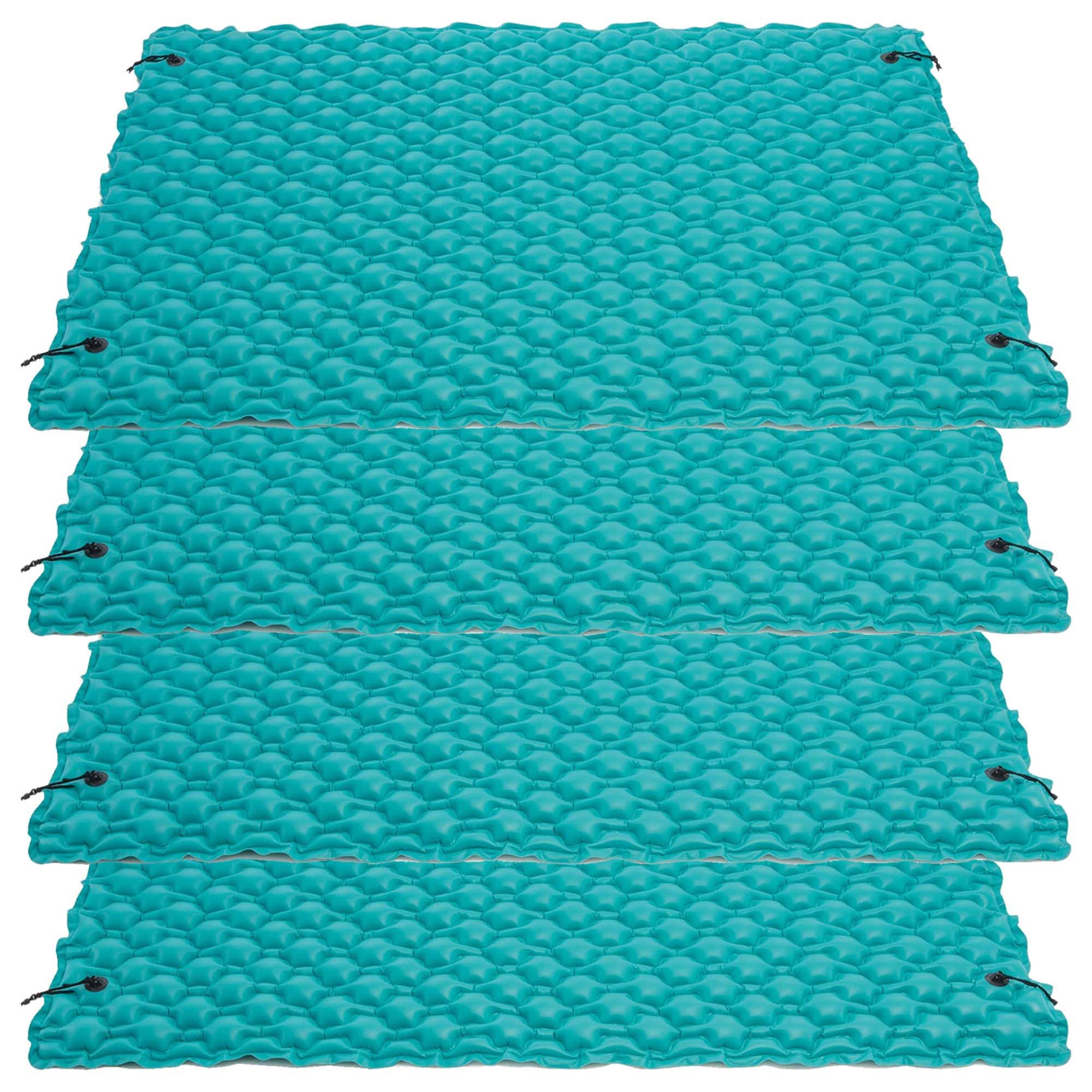 Giant Inflatable Floating Water Pool Lake Mat Platform Pad, Teal (4 Pack)