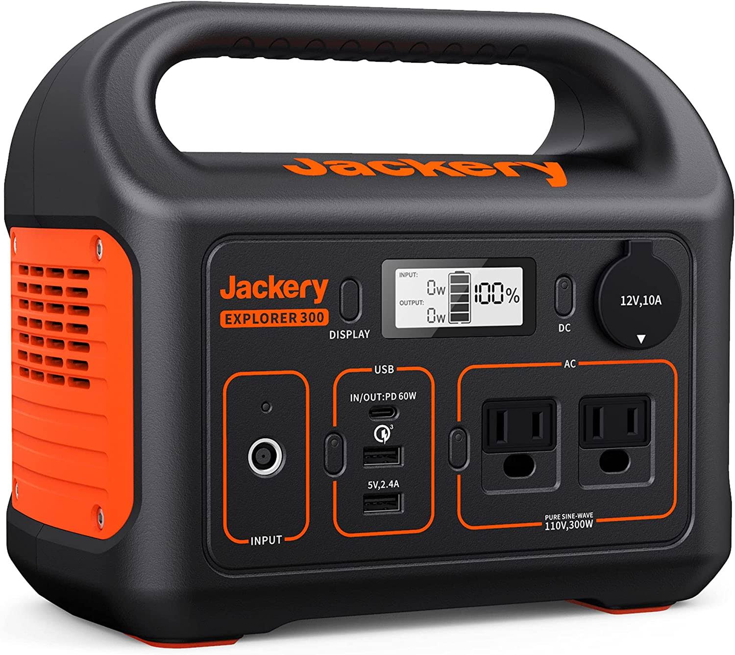 Jackery Portable Power Station Explorer 300, 293Wh Backup Lithium Battery, 110V/300W Pure Sine Wave AC Outlet, Solar Generator