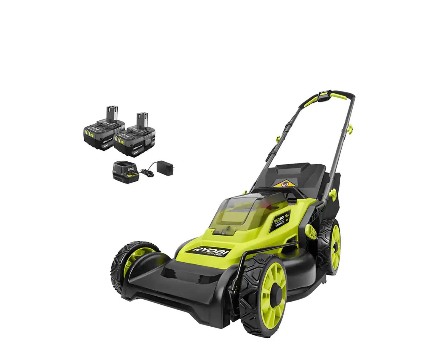 P1190VNM  HP 18V Brushless 16 in. Cordless Battery Walk Behind Push Lawn Mower with (2) 4.0 Ah Batteries and (1) Charger