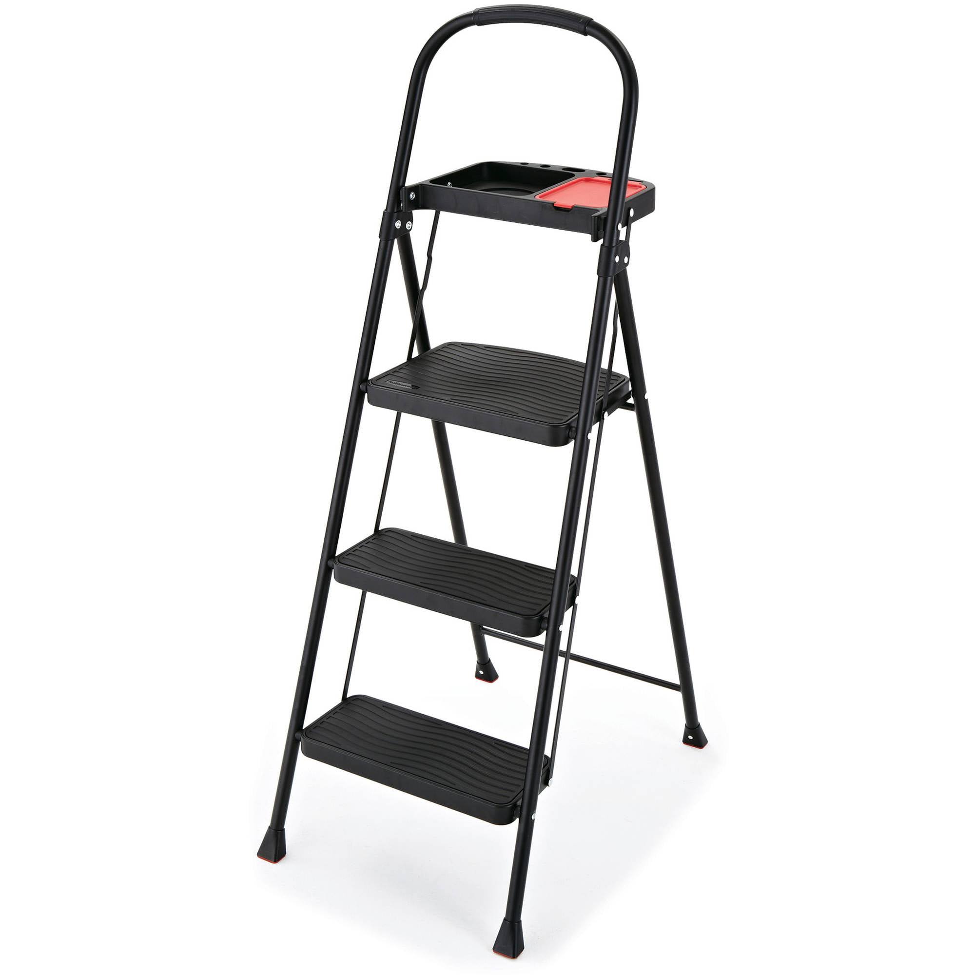 RMS-3T 3-Step Steel Step Stool with Project Tray, 225 lb. Cap.
