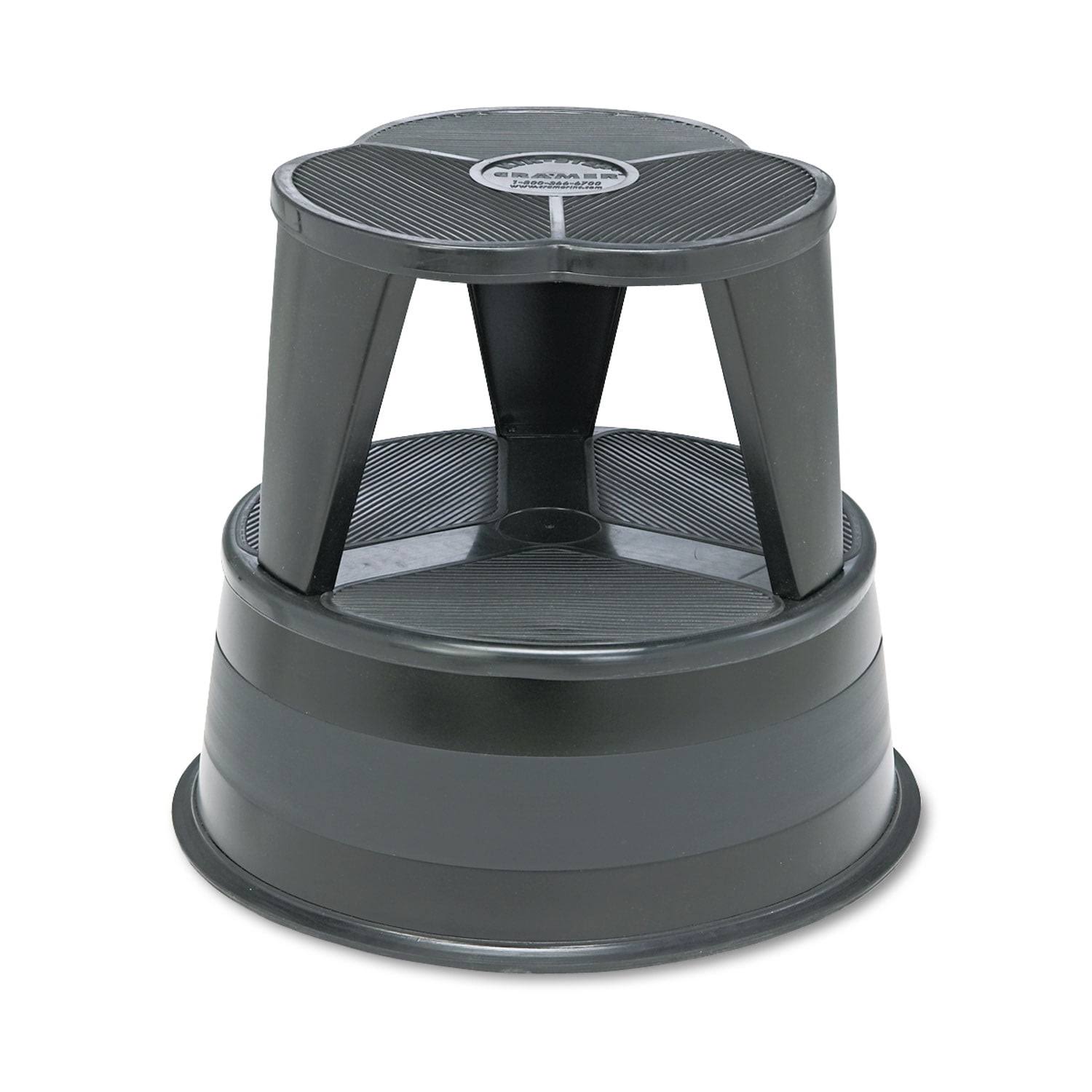 Cramer Kik-step Steel Step Stool, 2-step, 350 Lb Capacity, 16  Dia. X 14.25h, Black