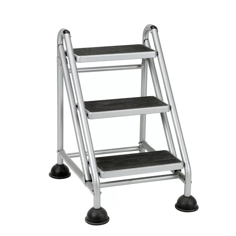 11834GGB1 3-Step Commercial Rolling Step Ladder (Grey)