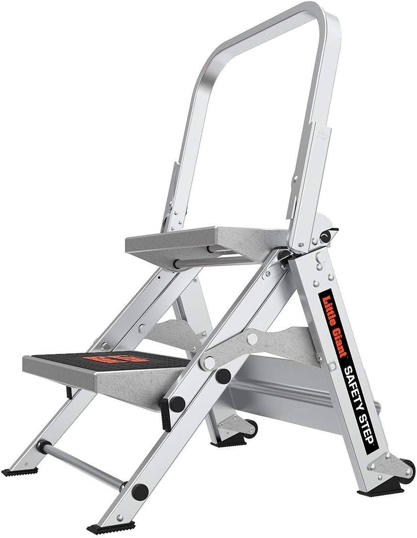 Ladders, Safety Step, 2-Step, 2 foot, Step Stool, Aluminum, Type 1A, 300 lbs weight rating, (10210BA), Gray