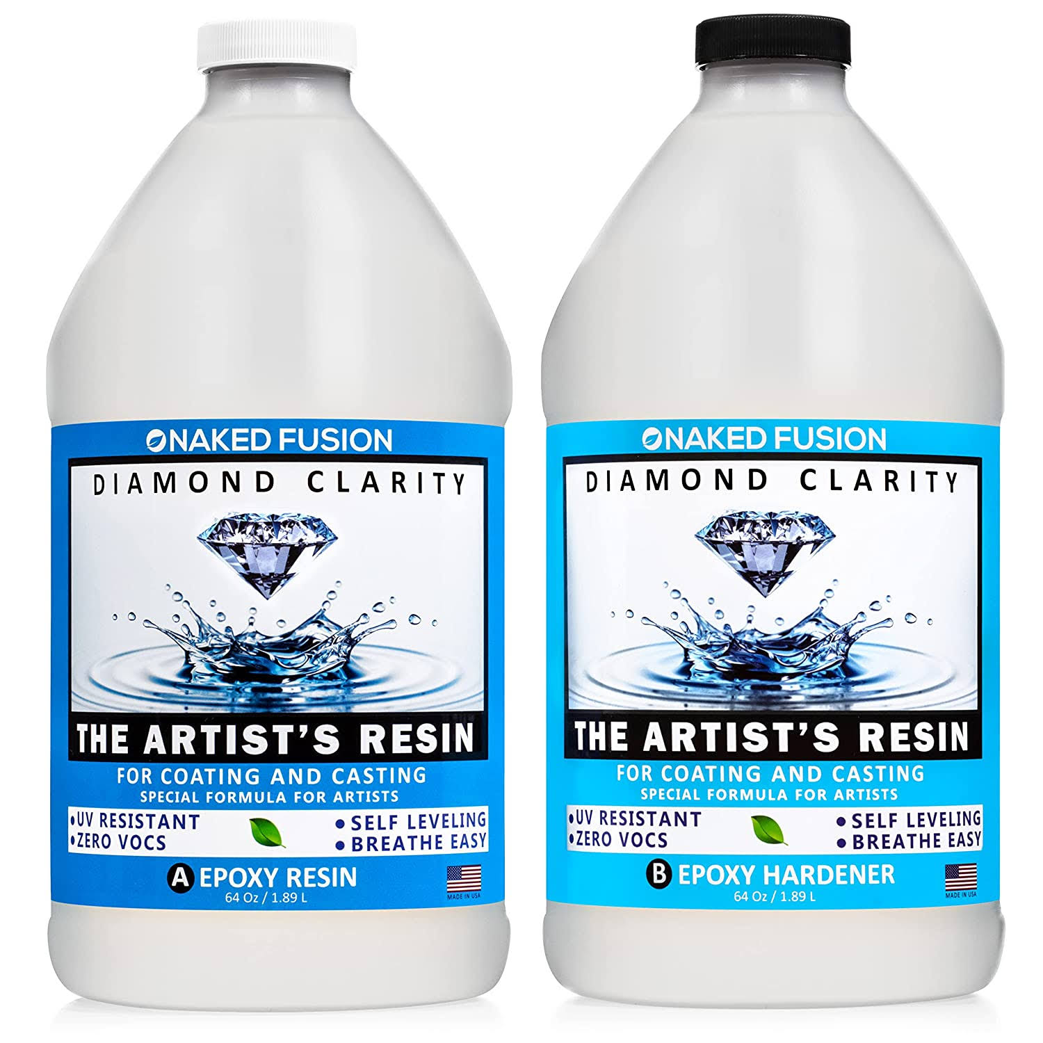 NAKED FUSION Epoxy Resin Art Resin Crystal Clear Formula- The Artist s Resin for Coating, Casting, Resin Art, Geodes, Tabletop, Bar Top, Live Edge Tables, River Tables- Non-Toxic -1 Gallon Kit