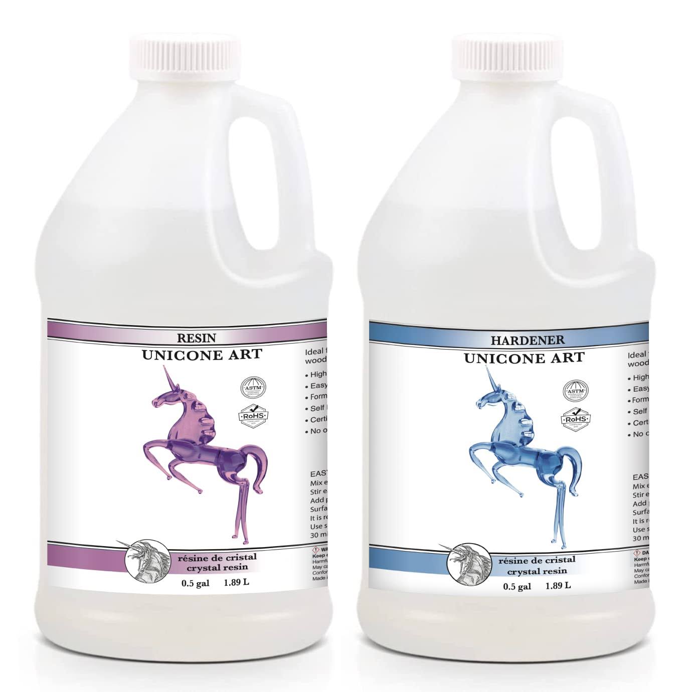 Unicone Art Epoxy Resin Art Kit   1 Gallon Craft Resin Epoxy Kit (.5 Gallon Resin.5 Gallon Hardener), High Gloss UV Resistant Odor-Free Art Resin, BPA-Free Clear and Non Toxic Epoxy Formula 1Gal