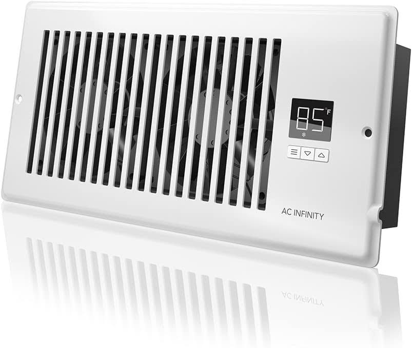 AC Infinity AIRTAP T4, Quiet Register Booster Fan with Thermostat Control. Heating Cooling AC Vent. Fits 4闂 x 10闂 Register Holes.