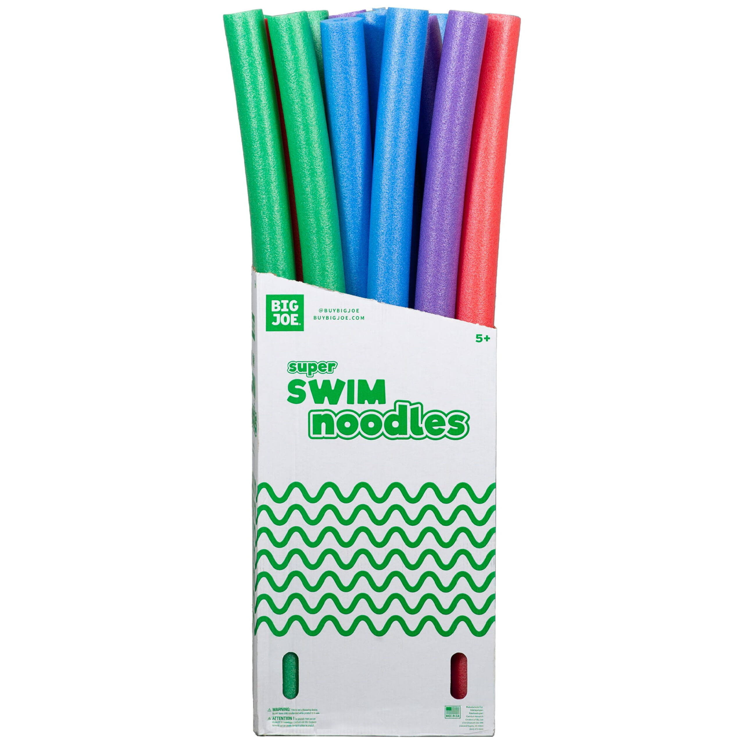 Super Swim Noodle 18 Pack Pool Noodles, Red, Blue, Green, Purple, Yellow Foam, 4.5 Feet