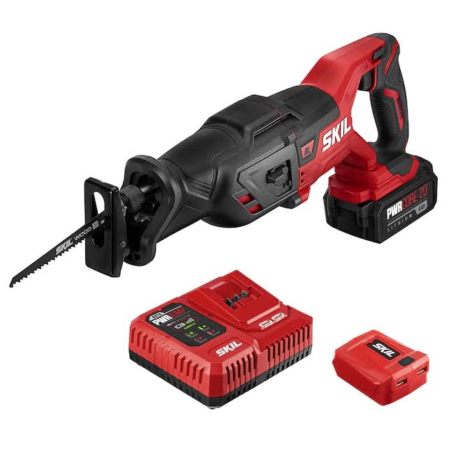 RS5884-1A  20 Brushless 20V Reciprocating Saw Kit with 4.0Ah Battery, PWRJump Charger, and PWRAssist USB Adapter