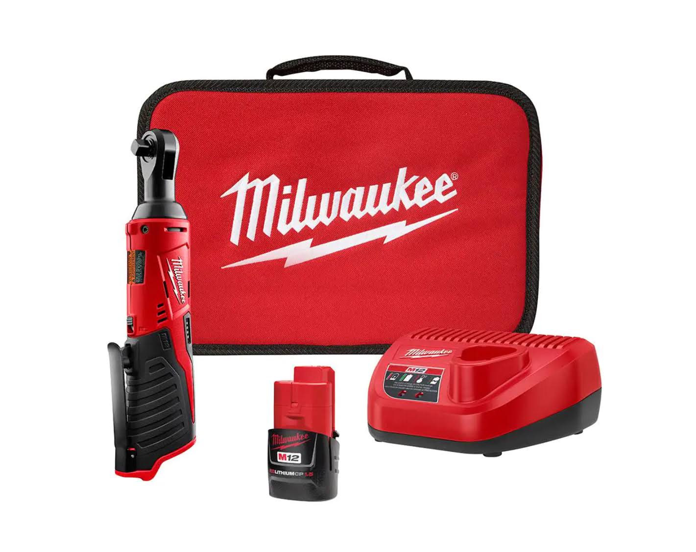2457-21 M12 12-Volt Lithium-Ion Cordless 3/8 in. Ratchet Kit with One 1.5 Ah Battery, Charger and Tool Bag
