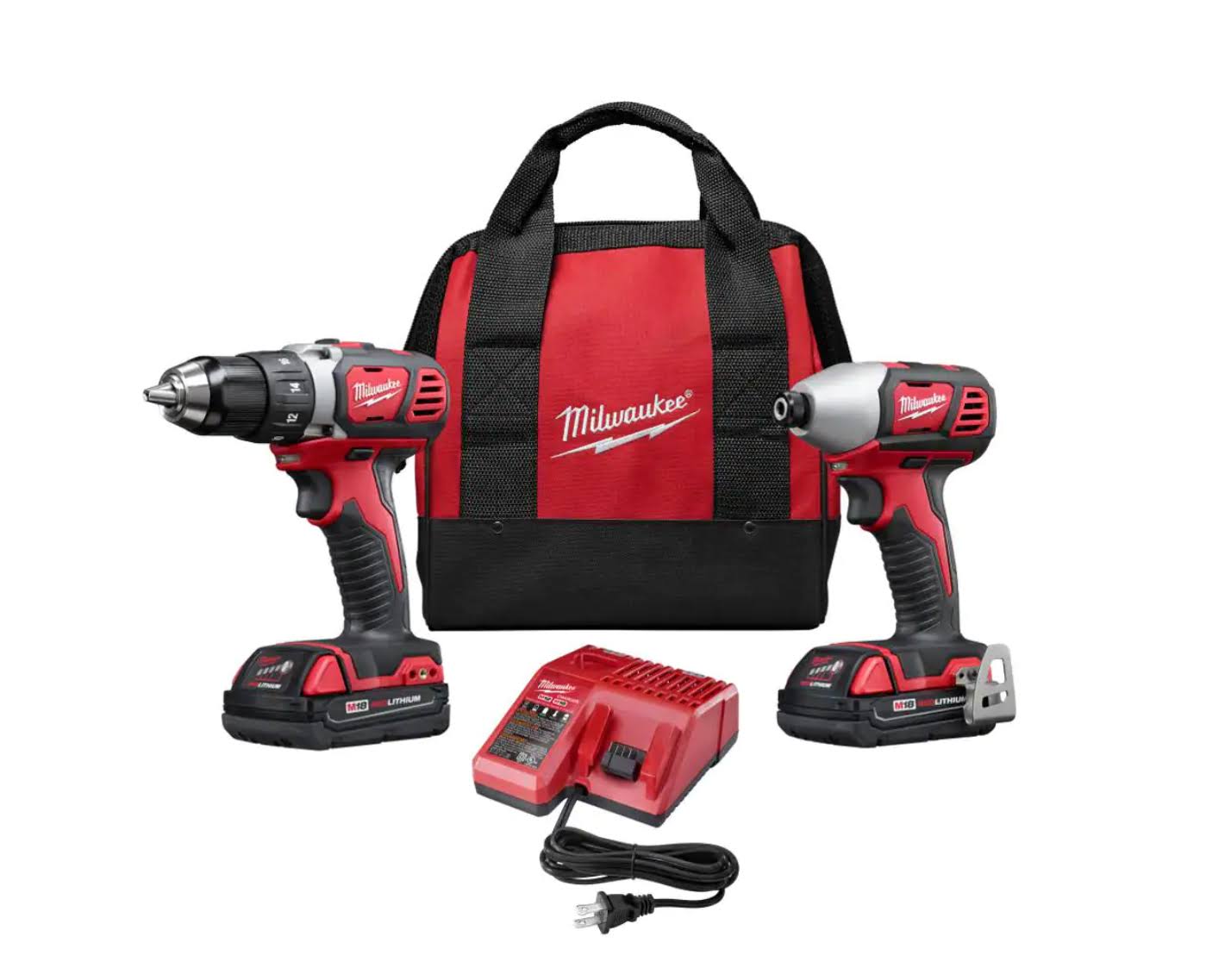 2691-22 M18 18V Lithium-Ion Cordless Drill Driver/Impact Driver Combo Kit (2-Tool) W/ Two 1.5Ah Batteries, Charger Tool Bag