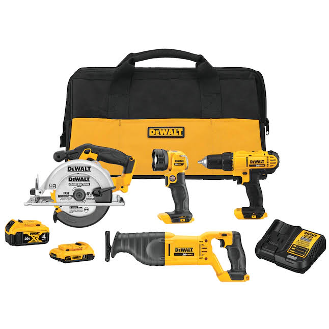 DCK445D1M1 4-Tool 20-Volt Max Power Tool Combo Kit with Soft Case (2-Batteries and charger Included)