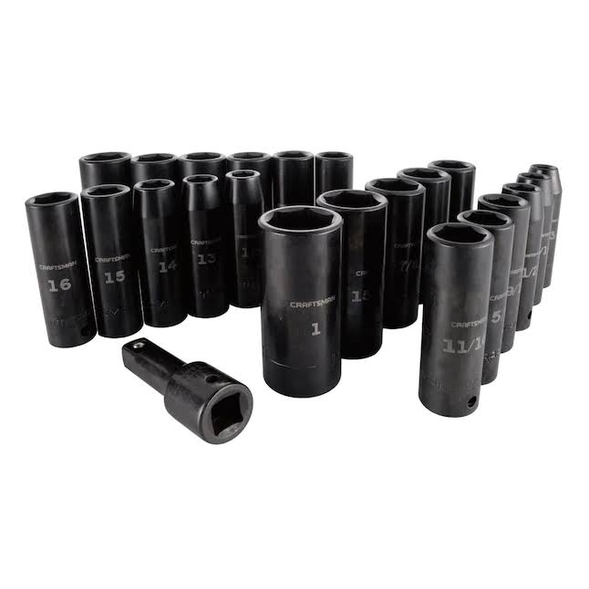 CMMT16970 23-Piece Standard (SAE) and Metric Combination 1/2-in Drive Set 6-Point Impact Socket Set