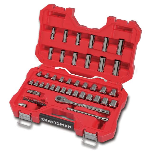 CMMT82334L 51-Piece Standard (SAE) and Metric Combination Gunmetal Chrome Mechanics Tool Set (3/8-in)