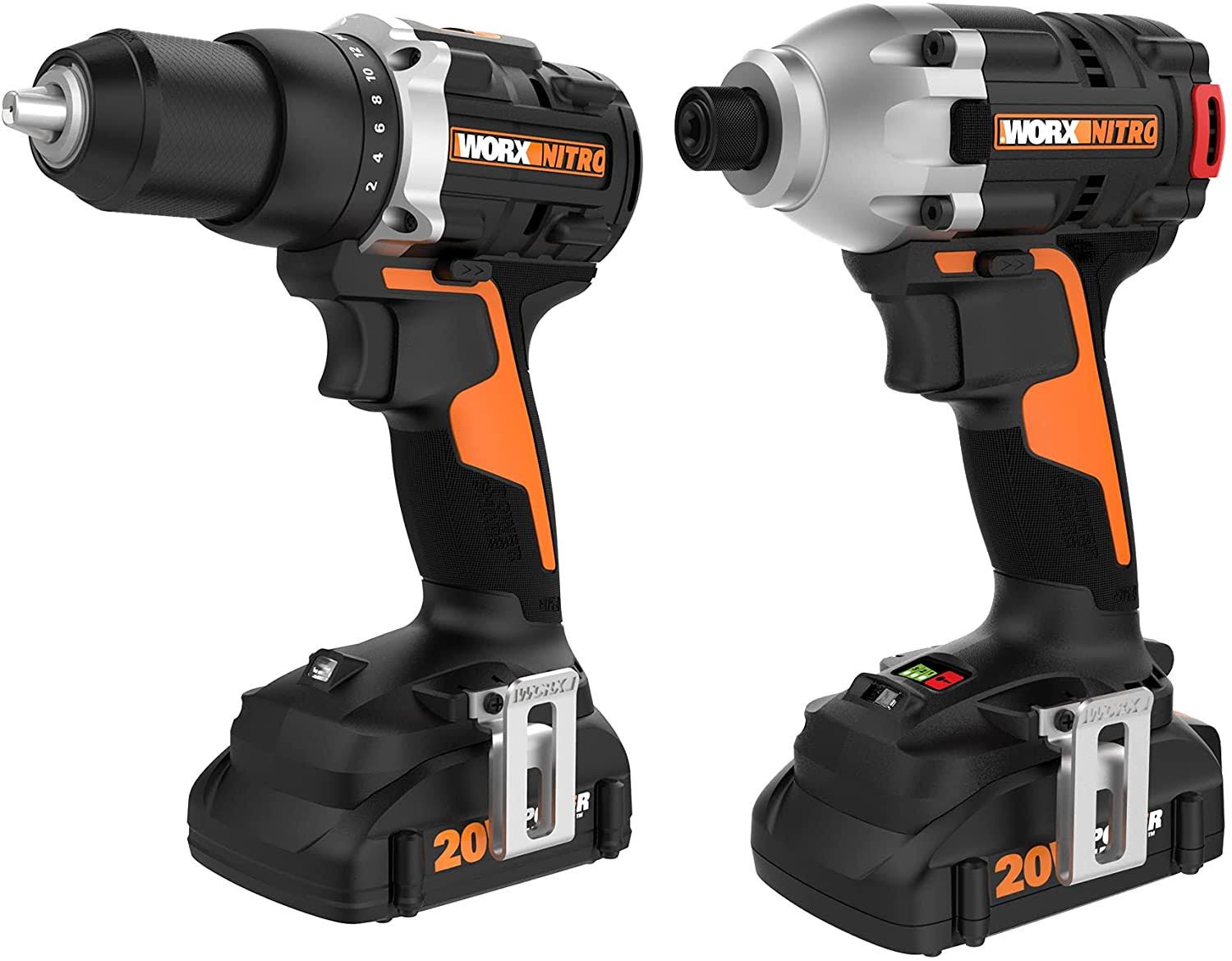 WX960L Nitro 20V Cordless Impact Driver   Drill/Driver Brushless Combo Kit