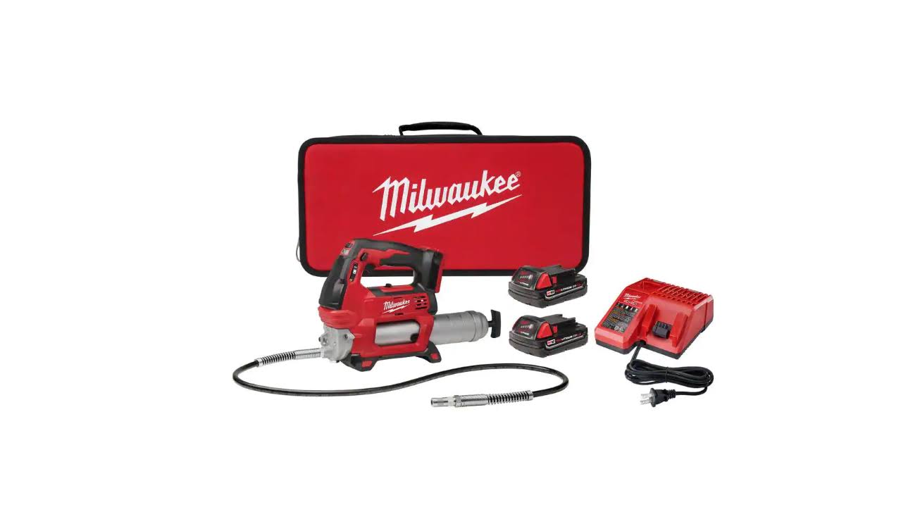 2646-22CT M18 18V Lithium-Ion Cordless Grease Gun 2-Speed with (2) 1.5Ah Batteries, Charger, Tool Bag
