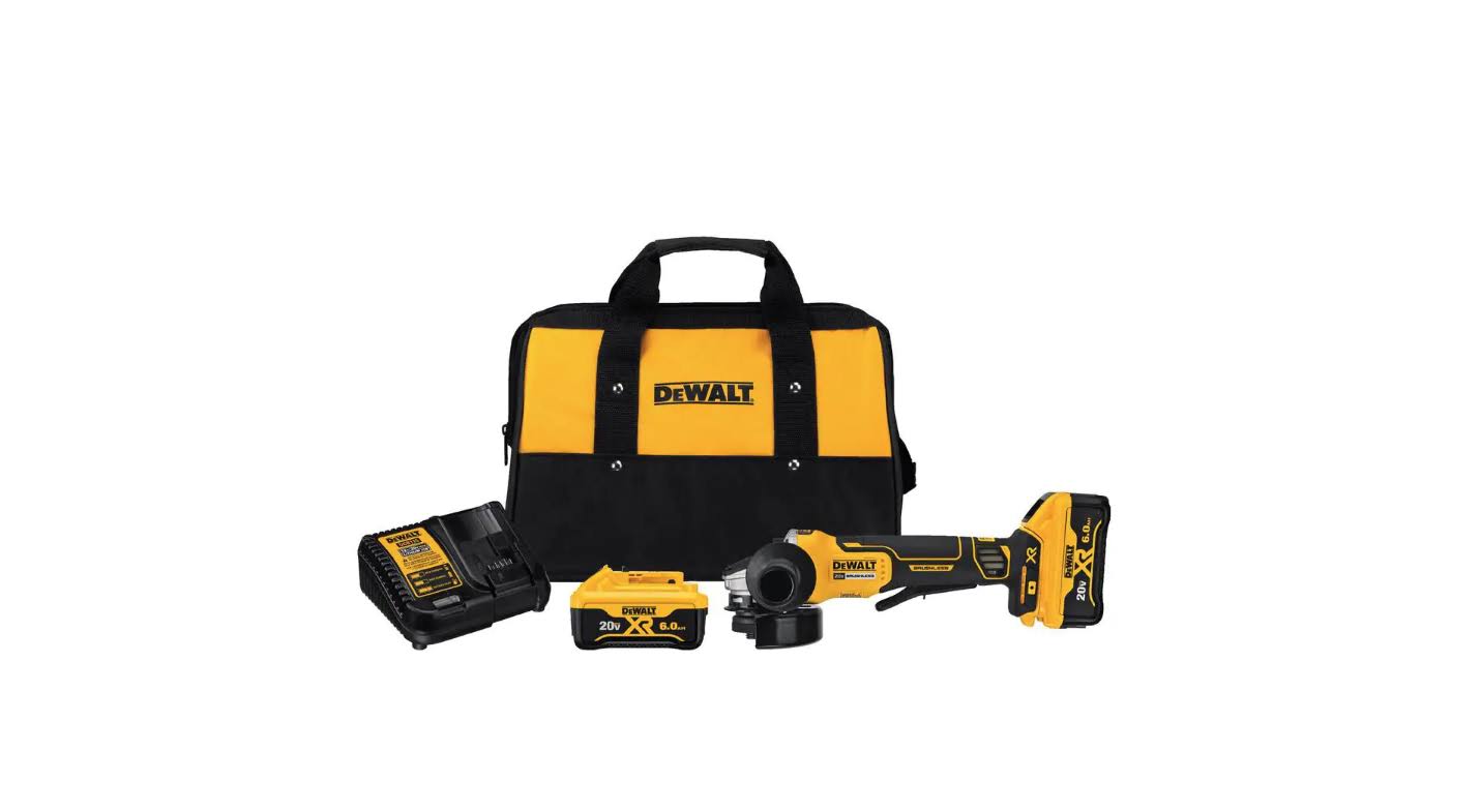DCG413R2 20-Volt MAX XR Cordless Brushless 4-1/2 in. Paddle Switch Small Angle Grinder with (2) 20-Volt 6.0Ah Batteries