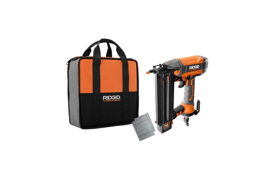 R213BNF Pneumatic 18-Gauge 2-1/8 in. Brad Nailer with CLEAN DRIVE Technology, Tool Bag, and Sample Nails